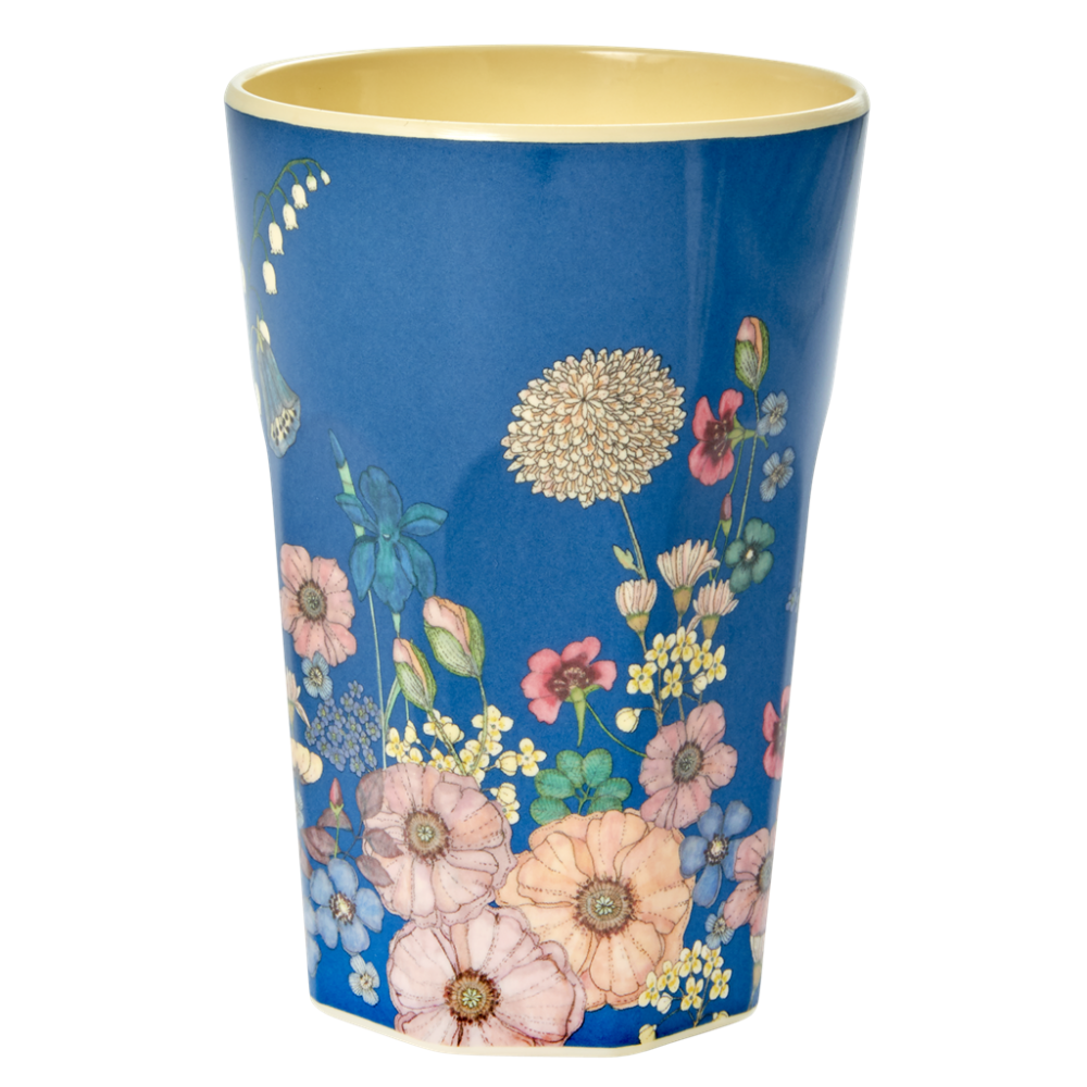 Flower Collage Print Tall Melamine Cup Rice DK